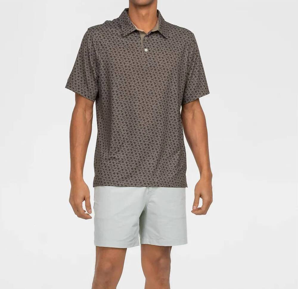 NEW SOUTHERN SHIRT COMPANY men's party fowl printed polo shirt in brown